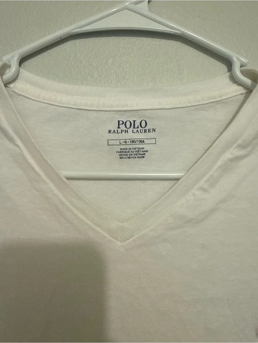 Polo by Ralph Lauren White V-Neck Tee with Navy Pony